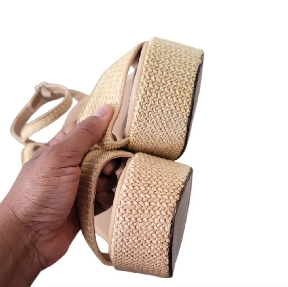 Wild Pair Beige Ankle Strap  Platform Sandals Size 11 NWOT